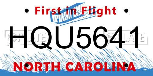 HQU5641 North Carolina License Plate