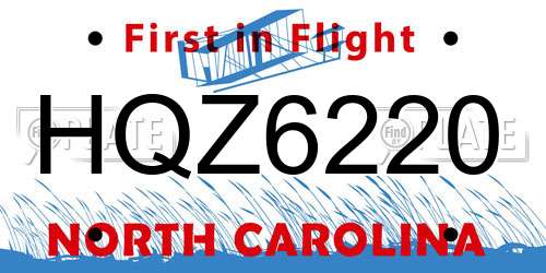 HQZ6220 North Carolina License Plate