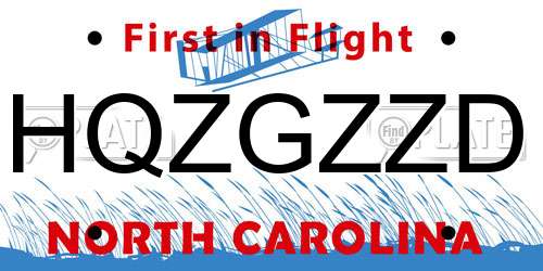 HQZGZZD North Carolina License Plate