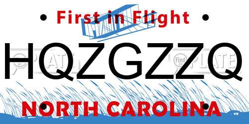 HQZGZZQ North Carolina License Plate