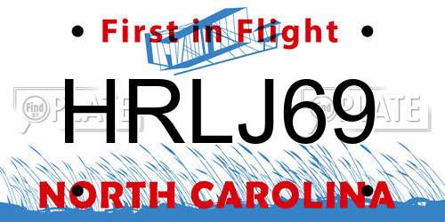 HRLJ69 North Carolina License Plate