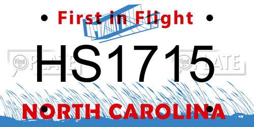 HS1715 North Carolina License Plate