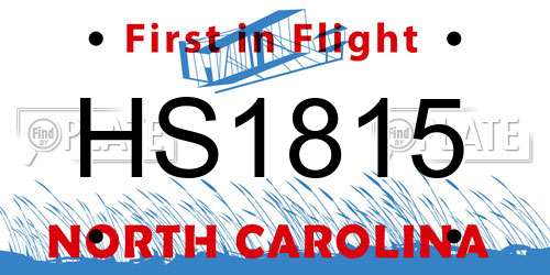 HS1815 North Carolina License Plate