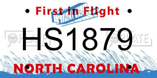 HS1879 North Carolina License Plate