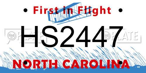 HS2447 North Carolina License Plate