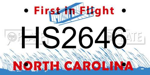 HS2646 North Carolina License Plate