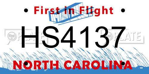 HS4137 North Carolina License Plate