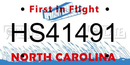 HS41491 North Carolina License Plate