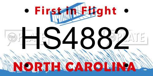 HS4882 North Carolina License Plate