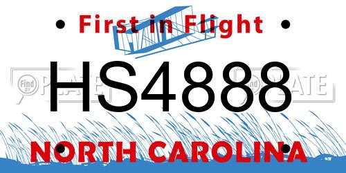 HS4888 North Carolina License Plate