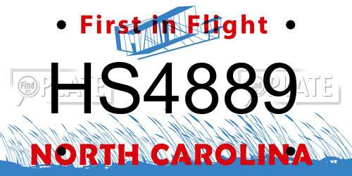 HS4889 North Carolina License Plate