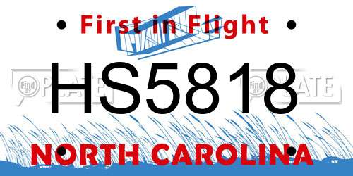 HS5818 North Carolina License Plate