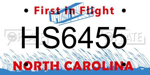 HS6455 North Carolina License Plate