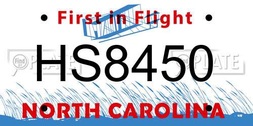 HS8450 North Carolina License Plate