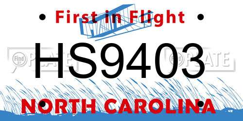 HS9403 North Carolina License Plate