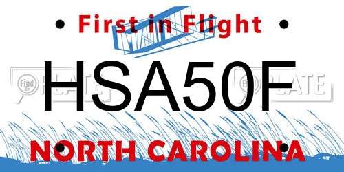 HSA50F North Carolina License Plate