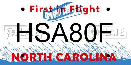 HSA80F North Carolina License Plate