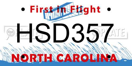 HSD357 North Carolina License Plate
