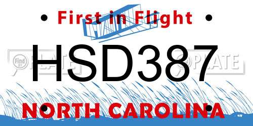 HSD387 North Carolina License Plate