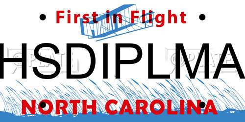 HSDIPLMA North Carolina License Plate