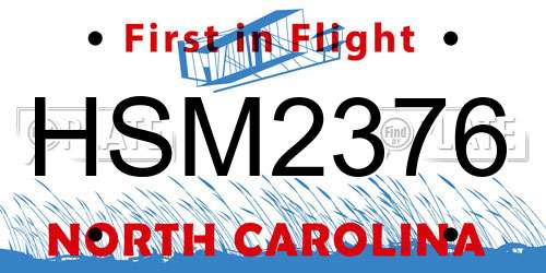 HSM2376 North Carolina License Plate