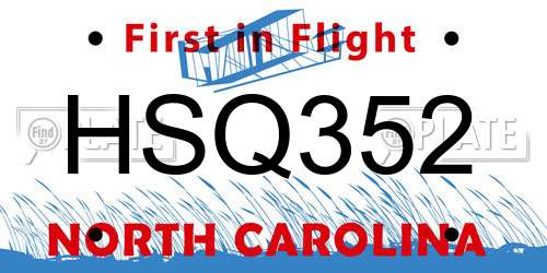 HSQ352 North Carolina License Plate