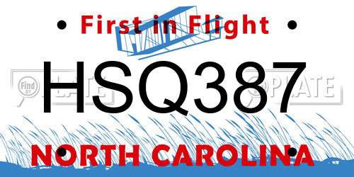 HSQ387 North Carolina License Plate