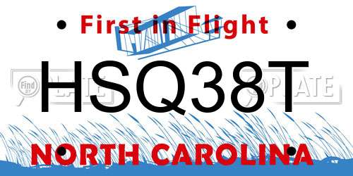 HSQ38T North Carolina License Plate