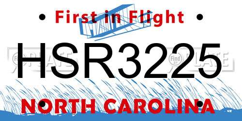 HSR3225 North Carolina License Plate