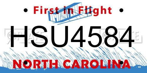 HSU4584 North Carolina License Plate