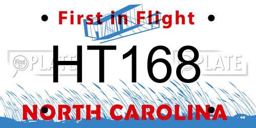 HT168 North Carolina License Plate