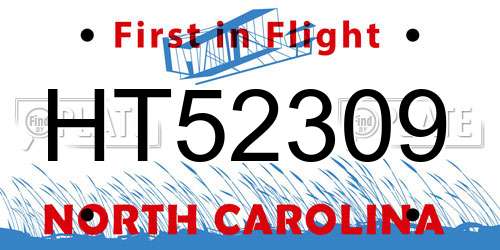 HT52309 North Carolina License Plate