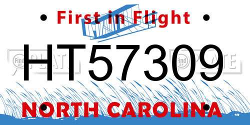 HT57309 North Carolina License Plate