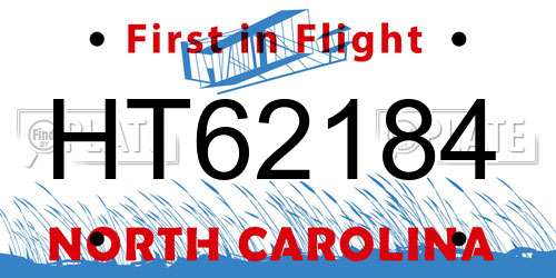 HT62184 North Carolina License Plate