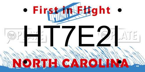 HT7E2I North Carolina License Plate