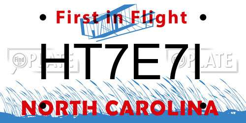 HT7E7I North Carolina License Plate