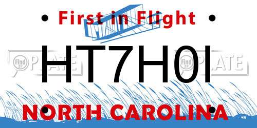 HT7H0I North Carolina License Plate