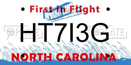 HT7I3G North Carolina License Plate