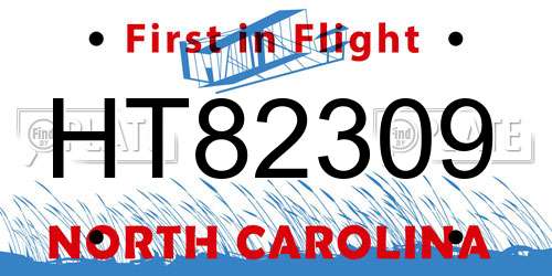 HT82309 North Carolina License Plate