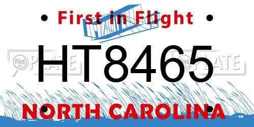 HT8465 North Carolina License Plate
