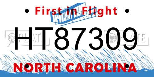 HT87309 North Carolina License Plate