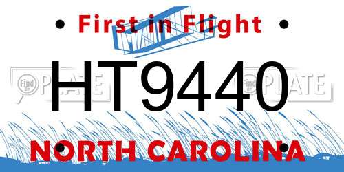 HT9440 North Carolina License Plate