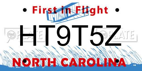 HT9T5Z North Carolina License Plate
