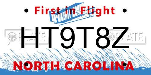 HT9T8Z North Carolina License Plate