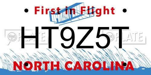 HT9Z5T North Carolina License Plate