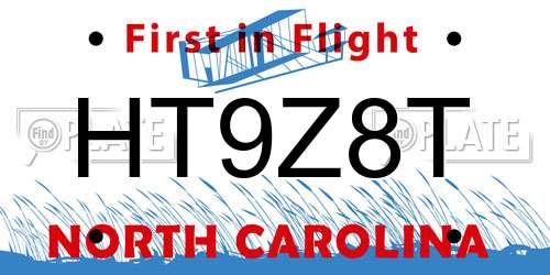 HT9Z8T North Carolina License Plate