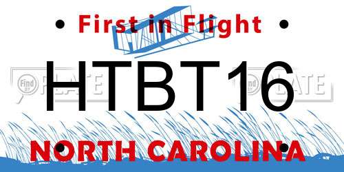 HTBT16 North Carolina License Plate