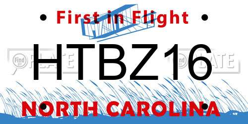 HTBZ16 North Carolina License Plate