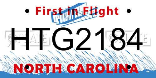 HTG2184 North Carolina License Plate