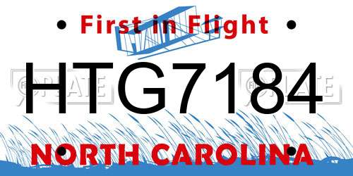 HTG7184 North Carolina License Plate